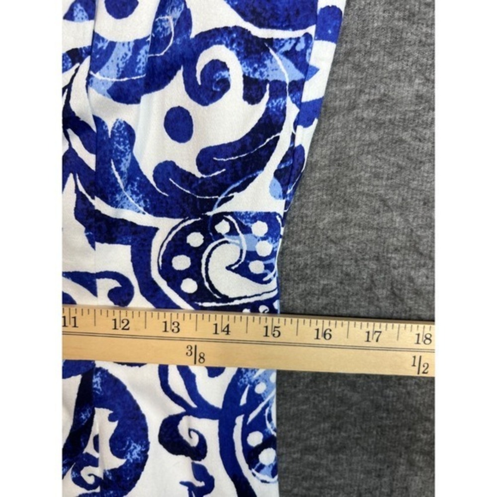 Lauren Ralph Lauren Blue White Paisley Floral Sheath Dress Sz 6 Stretch Cotton - Picture 11 of 12